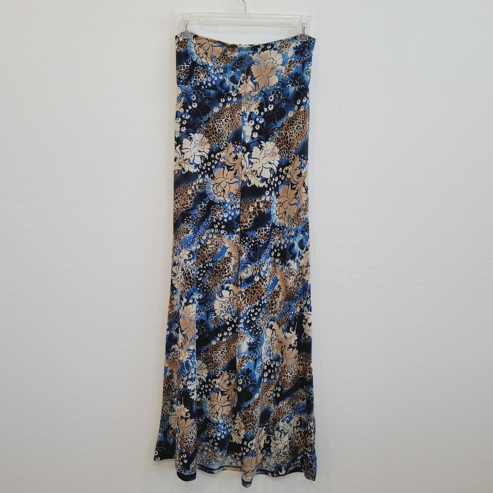💕 BOGO Style Maxi Skirt Animal & Floral Print Women's Size Medium - Picture 2 of 7